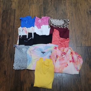 13 PIECE LOT womens M/L 5 long sleeve, 8 short sle